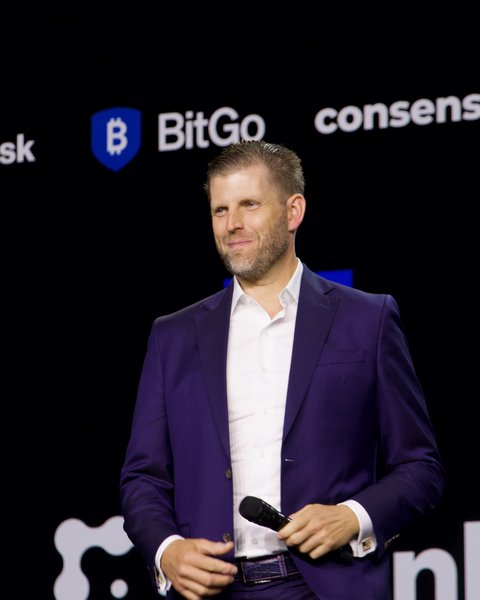 Eric Trump on stage at the Consensus 2025 crypto conference